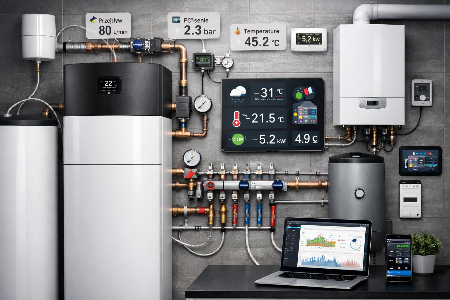 Monitoring kotłowni z pompą ciepła
